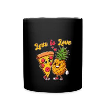 Liebe Ist Liebe Pizza Ananas Lustig Lustig - Tasse einfarbig - Schwarz - Vorne