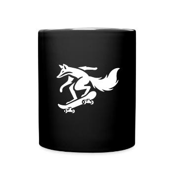 Minimalistischer Fuchs auf Skateboard Silhouette S - Tasse einfarbig - Schwarz - Vorne