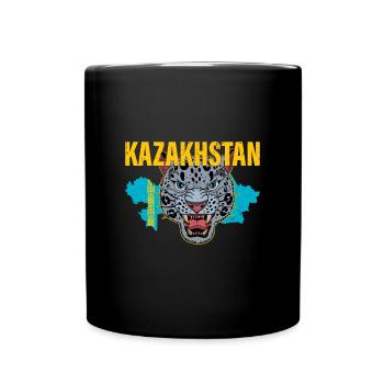 Schneeleopard National Symbol Kasachstan Jurte - Tasse einfarbig - Schwarz - Vorne