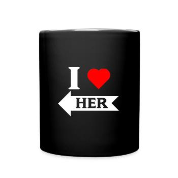 I love Her left arrow white - Full Colour Mug - black - Front
