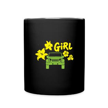 Femme avec véhicule tout-terrain - Mug uni - noir - Devant