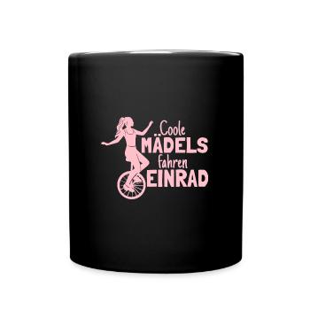 Einradfahrerin Coole Mädels Fahren Einrad - Tasse einfarbig - Schwarz - Vorne