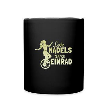 Einradfahrerin Coole Mädels Fahren Einrad - Tasse einfarbig - Schwarz - Vorne