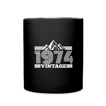 jahrgang 1974 Geburtstag Berge Wandern Klettern - Tasse einfarbig - Schwarz - Vorne
