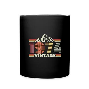 jahrgang 1974 Geburtstag Berge Wandern Klettern - Tasse einfarbig - Schwarz - Vorne