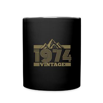jahrgang 1974 Geburtstag Berge Wandern Klettern - Tasse einfarbig - Schwarz - Vorne