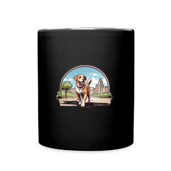 City dog walking logo - Full Colour Mug - black - Front