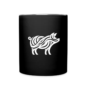 Minimalistisches Schwein Silhouette Tier Kunst - Tasse einfarbig - Schwarz - Vorne