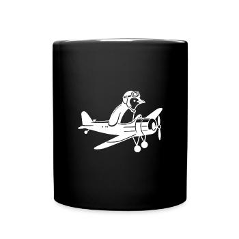 Penguin Pilot Airplane Flying Flight License - Full Colour Mug - black - Front