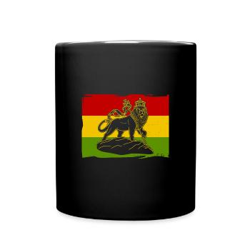 Reggae Afrika Löwe von Juda Judah Rastafari Rasta - Tasse einfarbig - Schwarz - Vorne