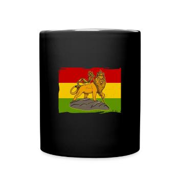 Reggae Afrika Löwe von Juda Judah Rastafari Rasta - Tasse einfarbig - Schwarz - Vorne