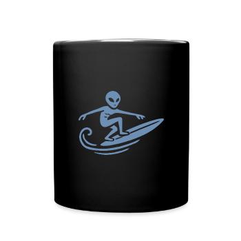 Alien Surfer Surfing Surfboard Summer Surfing - Full Colour Mug - black - Front