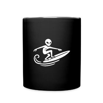 Alien Surfer Surfing Surfboard Summer Surfing - Full Colour Mug - black - Front