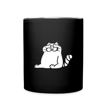 Silhouette weiße Katze geschlossene Augen - Tasse einfarbig - Schwarz - Vorne