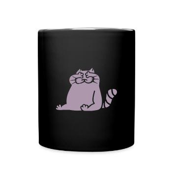 Mignon dessin animé chat aveugle drôle ne voir rien - Mug uni - noir - Devant