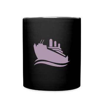Silhouette de bateau de croisière mer minimaliste - Mug uni - noir - Devant