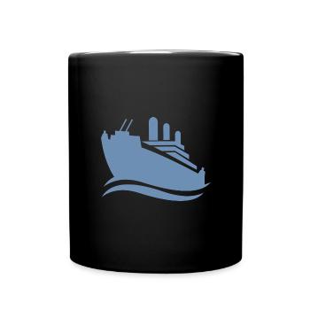Silhouette de bateau de croisière mer minimaliste - Mug uni - noir - Devant