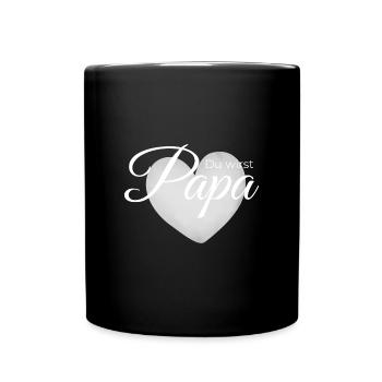 Du wirst Papa – Herz-Design zur Verkündung - Tasse einfarbig - Schwarz - Vorne