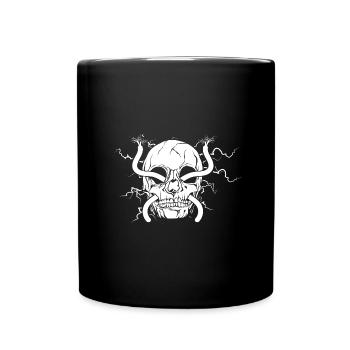 Crâne avec des éclairs électriciens électroniciens - Mug uni - noir - Devant