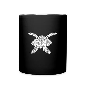 Vintage turtle in flight - Full Colour Mug - black - Front
