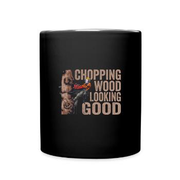 Woodworking Chopping Wood Looking Good Lumberjack - Full Colour Mug - black - Front