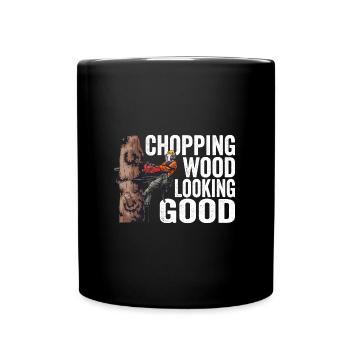 Tronçonneuse Coupant le bois Beau bûcheron - Mug uni - noir - Devant