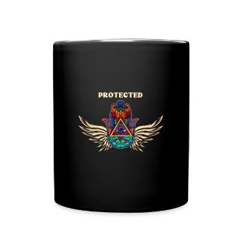 Yoga Meditation Teacher Hamsa Hand Eye Symbol - Full Colour Mug - black - Front