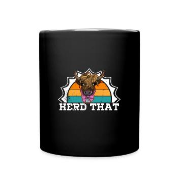Kuh behaart Hochlandrind Kuh Bauer Tier - Tasse einfarbig - Schwarz - Vorne