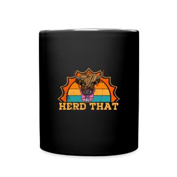 Kuh behaart Hochlandrind Kuh Bauer Tier - Tasse einfarbig - Schwarz - Vorne