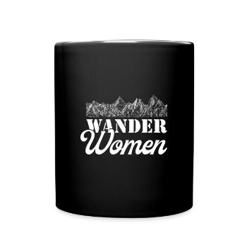 Wander Women - funny saying motif for hiking - Full Colour Mug - black - Front