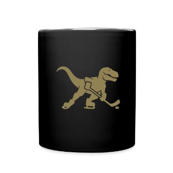 T-Rex Dino Eishockeyspieler Silhouette - Tasse einfarbig - Schwarz - Vorne