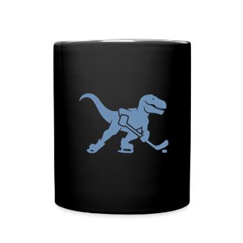 T-Rex Dino Eishockeyspieler Silhouette - Tasse einfarbig - Schwarz - Vorne
