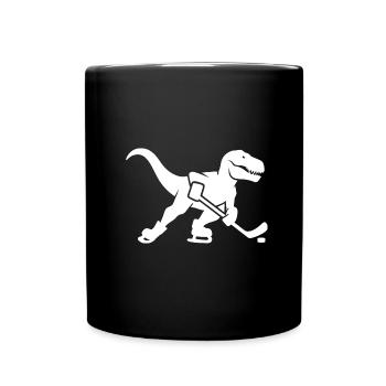 T-Rex Dino Eishockeyspieler Silhouette Minimalisti - Tasse einfarbig - Schwarz - Vorne