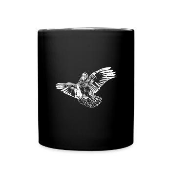 Papagei Vintage Vogel Flug Zeichnung - Tasse einfarbig - Schwarz - Vorne