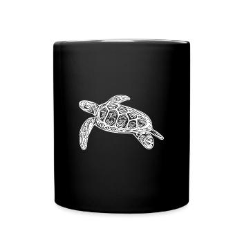 Kleine schwimmende Wasserschildkröte - Tasse einfarbig - Schwarz - Vorne