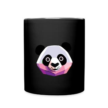 Panda Low Poly - Tasse einfarbig - Schwarz - Vorne