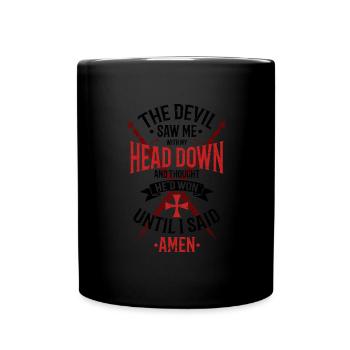 The Devil Saw Me With My Head Down Red / Black - Full Colour Mug - black - Front