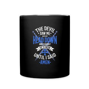 The Devil Saw Me With My Head Down White / Blue - Full Colour Mug - black - Front