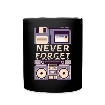 Never Forget VHS Kassette Diskette Achtziger Retro - Tasse einfarbig - Schwarz - Vorne