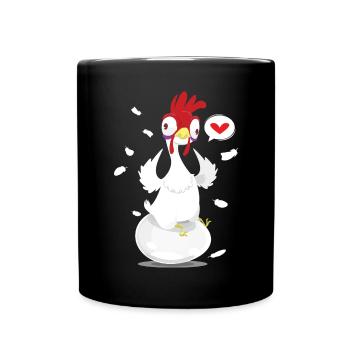 Funny crazy chicken chickens poultry - Full Colour Mug - black - Front