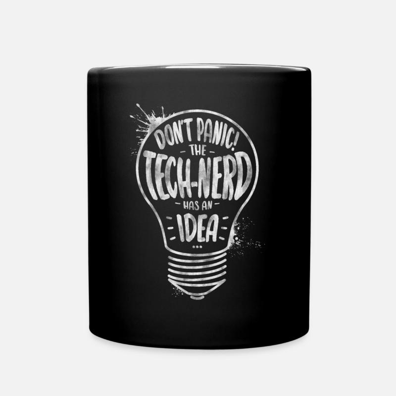 Don't panic! The technology nerd has an idea! (2) - Full Colour Mug - black