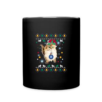 Chat noël père noël - Mug uni - noir - Devant
