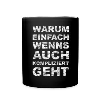 Why simple - complicated - vintage white - Full Colour Mug - black - Front