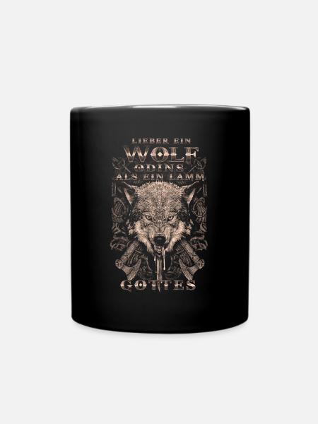 Wikinger Lieber ein Wolf Odins als ein Lamm Gottes - Tasse einfarbig - Schwarz