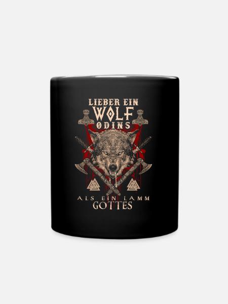 Wikinger Lieber ein Wolf Odins als ein Lamm Gottes - Tasse einfarbig - Schwarz