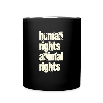 Droits de l'homme / droits des animaux - Mug uni - noir - Devant