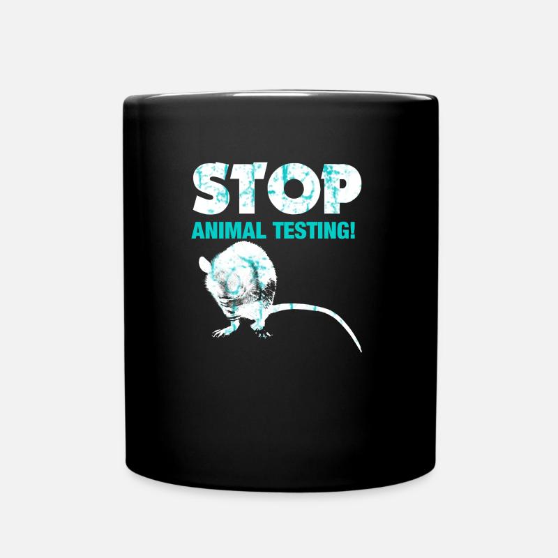 Stop animal testing - against animal abuse - Full Colour Mug - black
