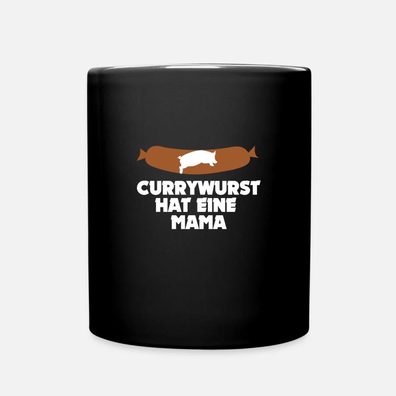 Currywurst has a mum - vegan animal rights - Full Colour Mug - black