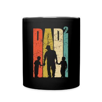 Dad shirt two sons two times father gift - Full Colour Mug - black - Front