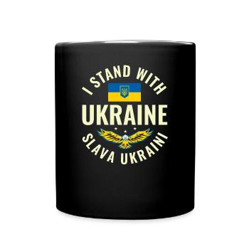 Ukraine Fahne Flagge Frieden Freiheit - Tasse einfarbig - Schwarz - Vorne